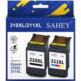 210XL 211XL Ink Cartridge for Canon for Canon Ink 210XL and 211XL Combo Pack for Pixma MP240 MX410 MP490 MP280 MP250 IP2700 IP2702 Printer(Black Tri-Color 2-Pack)