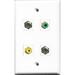 RiteAV 1 Port RCA Yellow and 1 Port RCA Green 2 Port Coax Cable TV- F-Type Wall Plate