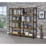 Benzara Industrial Style Wood & Metal Open Bookcase Brown