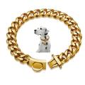 Cool Chain Collar for Small Medium Dog 14mm Wide Cuban Link Dog Collar Cute Fashion Necklace for Pit Bulldog Dogs Light Metal Chain Jewelry Puppy Accessories