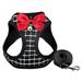 Popvcly Dog Harness and Leash Set with Bow Tie Collar and Bell Adjustable Escape Proof Vest Harness for Outdoor Walking and Traveling Black M