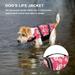 EQWLJWE Dog Life Jacket with Reflective Stripes Adjustable High Visibility Dog Life Vest Ripstop Dog Lifesaver Pet Life Preserver with High Flotation Swimsuit for Small Medium Pink(C) Deals