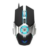 USB Wired Gaming Mouse with Cooling Fan Mechanical Feel Gamer Mice for Laptop Computer PC Gamer 6400DP Black