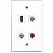 RiteAV - 1 Port HDMI 1 Port RCA Red 2 Port Coax Cable TV- F-Type Wall Plate