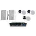 Rockville ROCK MATRIX Multi Room Home Receiver+6) Ceiling+2) White Wall Speakers