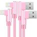 Chargers 2 Pack 6 Feet Extra Long Nylon Braided 90 Degree Fast Charging Transfer Data Cord Cable Travel Charger Compatible with Apple iPhon Mobile Digital Device Secret Pink