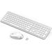 Rechargeable Wireless Keyboard Mouse Combo - Seenda Full Size Cordless Keyboard & Mouse Sets with Build-in Lithium Battery Ultra Thin Quiet Keyboard Mice - Silver and White Rechargeable Keyboard Mouse Silver White