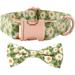 Bowtie Dog Collar Female Bow Tie Floral Girl Dogs Collars Adjustable Soft for Small Medium Large Cats Cute Daisy Patterns Comfortable Cotton Collars with Metal Buckle Durable Pet Puppy Gift Pink