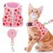 Cat Harness with Leash Escape Proof - Fashionable Mesh Cat Dog Walking Harness Leads Adjustable for Kitties Puppies Small Animal