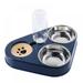 Three Bowls Dog Cat Bowls Premium Stainless Steel Pet Bowls Pet Food Water Feeder with Automatic Water Bottle