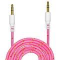 3 x Premium 3.5mm Nylon Tangle Free Auxiliary Aux 3 Feet Male to Male Stereo Audio Cable for Headphones iPods iPhones iPads Home / Car Stereos and More - Pink