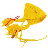 HEVIRGO Puppy Cap Twist Braid Cute Shape Hand Knitting Cat Dog Woolen Yarn Hat Headwear Pet Accessories Yellow Woolen Yarn