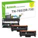 AAZTECH 3-Pack Compatible Toner TN-760 & Drum Unit DR-730 for Brother HL-L2395DW MFC-L2750DW MFC-L2710DW HL-L2390DW HL-L2350DW Printer (2*Black Toner 1*Drum)