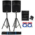 2) Rockville RPG10 10 Powered/Active 1200W 2-Way Speakers Bundle with Mackie Mixer & 2 Stands