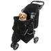 ZENSTYLE Foldable Pet Stroller 3 Wheels for Cats and Dogs Carrier Strolling Cart with Storage Basket