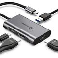 UtechSmart USB C Hub to Dual HDMI 4 in 1 Thunderbolt 3 to HDMI with 2 HDMI Ports 4K USB 3.0 Port Power Delivery Type C Port Compatible for MacBook Nintendo Switch USB C Device Black