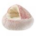 Cat Bed Round Soft Plush Burrowing Cave Hooded Cat Bed Donut for Dogs & Cats Faux Fur Cuddler Round Comfortable Self Warming pet Bed Machine Washable Waterproof Bottom