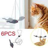 6PCS Pet Cat Automatic Hanging Mouse Interactive Toy Adjustable Hanging Door Triangle Hook Cat Stick Elastic Rope Cat Teaser Toys