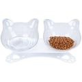 Cat Food Bowls Elevated Cat Bowls Tilted 15Â° Plastic Cat Dishes Double Raised Cat Bowl with Non-Slip Rubber Base