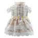 Popvcly Puppy Dog Dress Dog Elegant Floral Ribbon Dress Puppy Pet Princess Skirt Hawaiian Dog Dress Pet Sundress Clothes Apparel for Small Medium Dogs Cats Beige M