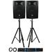 Pair Rockville RPG15 15 2000w Powered PA/DJ Speakers + 2 Stands + 2 Cables+Bag