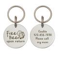 Dog Tags - Dog Name Tags Personalized - Dog Tags For Dog - Free Beer Upon Return Funny Dog Tag - Personalized Pet Tag - Circle Pet Id Tag[Silver L Front&Back engraving]