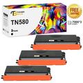Toner Bank Compatible for Brother TN580 High Yield Toner Cartridge Black Replacement for Brother TN-580 TN580 High Yield Printer Ink (Black 3-Pack)