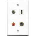 RiteAV 1 Port HDMI and 1 Port RCA Red and 1 Port Coax Cable TV- F-Type and 1 Port S-Video Wall Plate