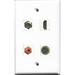 RiteAV 1 Port HDMI and 1 Port RCA Red and 1 Port Coax Cable TV- F-Type and 1 Port S-Video Wall Plate