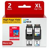 PG 240XL CL 241XL Ink Cartridge for Canon ink 240 and 241 for Canon 240XL 241XLFir for Canon Pixma MG2120 2220 3120 3522 4120 4220 MX372 392 432 472 479 532 TS5120 (1 Black 1 Tri-Color)