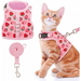 Cat Harness with Leash Escape Proof - Fashionable Mesh Cat Dog Walking Harness Leads Adjustable for Kitties Puppies Small Animals Strawberry L