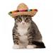 Mini Sombrero Pet Hat with Adjustable Buckle Mexican Straw Hat Party Supplies for Dog Cat Multicolor