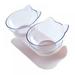 MOOSUP Cat Elevated Double Transparent Plastic Food Water Bowl Pet Feeding Bowl Raised The Bottom for Cats and Small Dogs Cute Cat Face Double Bowl