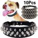 Adjustable Pet Collars 10 Pcs Adjustable Spiked Microfiber Leather Dog Collars for Small Medium Large Pets Like Cats Dogs Pitbulls Bulldogs Pugs for Pet Big Family and for Pet Hospital Gift