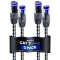 Ethernet Cable Cat 7 25 ft Super-Durable Black and White 2 Pack Braided Network LAN Internet Cable Cord High Speed Cat6 Ethernet Cable Compatible with Cat6 Cat6e Cat5 Cat5e Ethernet Patch Cable