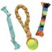 rocket & rex 3-Pack Dog Toys | Dog Rope Toys | Small to Medium Breeds | Stretchy Dog Toy Tug Rope with Ball for Tug of War Rope Toys with Rubber and Crackle for Extra Chewing Fun