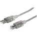 Manhattan Hi-Speed USB B Cable - USB 2.0 Type-A Male to Type-B Male 480 Mbps 10 ft. Translucent Silver