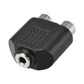 3.5mm Female to 2 RCA Female Connector Splitter Adapter Coupler Black for Stereo Audio Video Cable Convert
