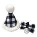 Dog Christmas Costume Accessories Set Include Plaid Bandana Hat and Bow Tie Collar for Small Medium Dogs Cats