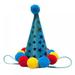 Pet Birthday Supplies Dog Birthday Hat Scarfs Flag Balloon with Cute Doggie Birthday Party Supplies Decorations Blue triangle fur ball cap L2