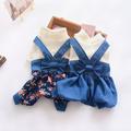 Shulemin Pet Dress Bowknot Design Breathable Cotton Puppy Denim Overalls for Spring Solid Color