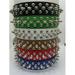 Vegan Leather Spiked Dog Collar -XXS- S M L PU Leather Studded Dog Collar 3 Row Anti-Bite Studded Dog Collar - -XXS--Light Blue