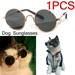 1 Piece Dog Sunglasses Round Metal Cat Classic Retro Sunglasses Pet Hippie Cute and Funny Pet Sunglasses Dog Cat Cosplay Party Costume Photo Props