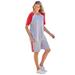 Plus Size Women's 2-Piece Short-Sleeve Set by Woman Within in Heather Grey Vivid Red (Size 5X)