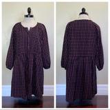 Madewell Dresses | Madewell Plaid Flannel Raglan Button-Front Shirtdress Black Size 10 | Color: Black/Pink | Size: 10