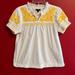 J. Crew Tops | J. Crew Embroidered Short Sleeve Peasant Top | Color: White/Yellow | Size: Xs