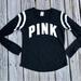 Pink Victoria's Secret Tops | Ladies Victorias Secret Black White Logo Team Jersey Knit Long Sleeve Top Shirt | Color: Black/White | Size: M