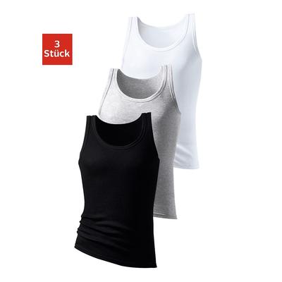 Unterhemd H.I.S "Doppelripp Tanktop", Herren, Gr. 10, N-Gr, grau (grau, meliert, schwarz, weiß), Doppelripp, Obermaterial: 100% Baumwolle. Melange in der Packung: 90% Baumwolle, 10% Viskose, unifarben, basic, figurbetont, tiefer Rundhals, ärmellos,... Image