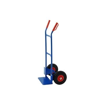 PROREGAL Stahlrohr-Sackkarre mit Standardschaufel und Gummibereifung, HxBxT 118,5x55x45cm, Traglast 200kg, Blau, Stahl Sackkarren Transportkarre Image