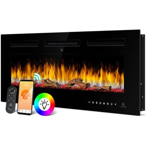 Elektrokamin Wandkamin Elektrischer Kamin mit Heizung 9 Farbmodi led flammeneffekt, 900/1800 w